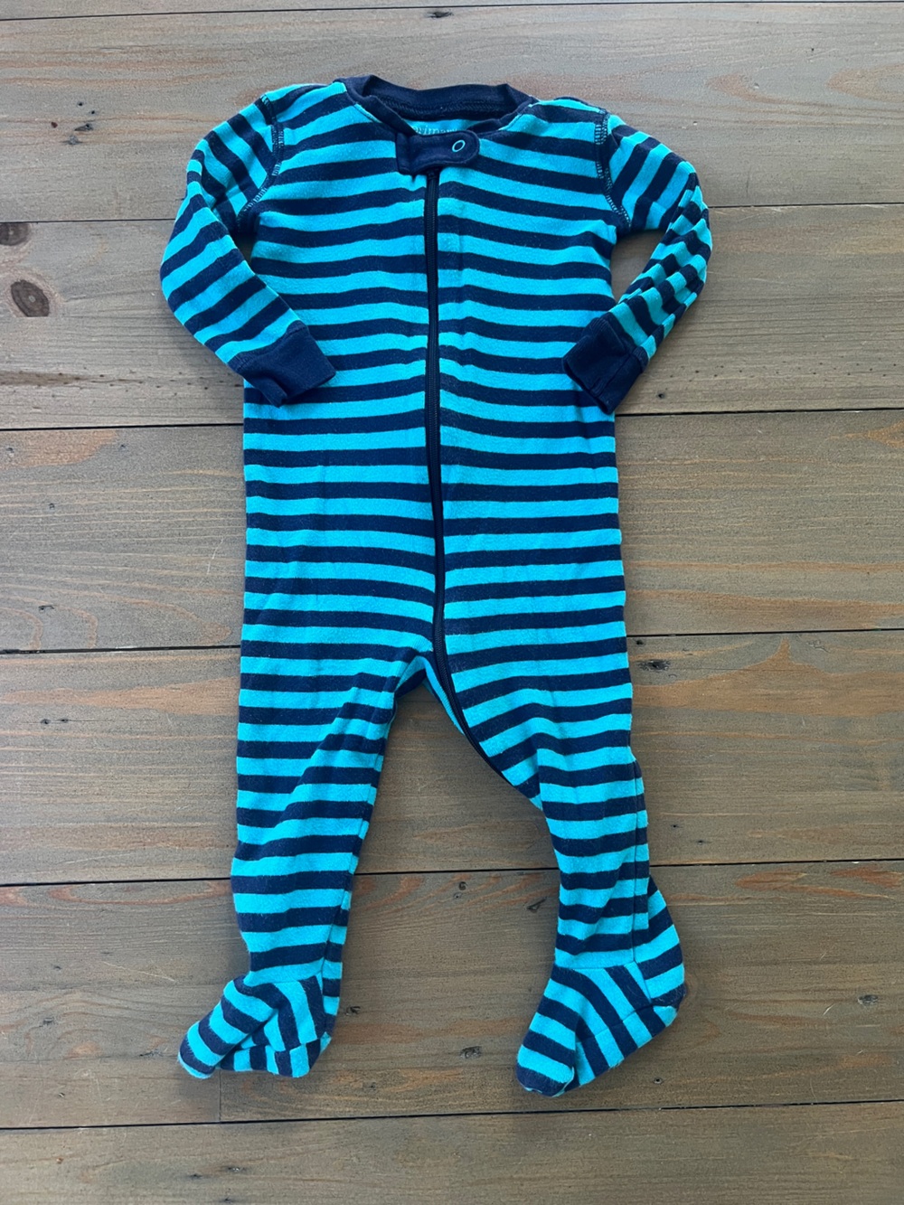 Primary 100% Organic Cotton Striped Blue Footed Zip Sleeper